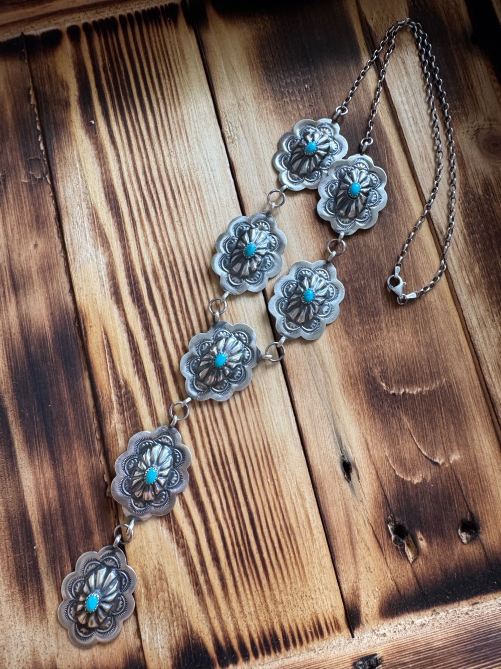 Raymond Benally Floral Concho Necklace
